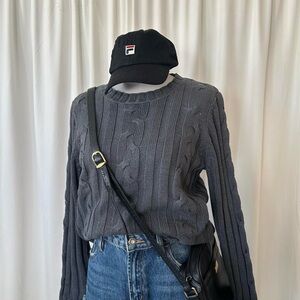 Vintage Calvin Klein Gray Cable Knit Sweater (small)